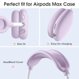 Silicone Case Cover For Airpods Max Headphones, Purple Airpods Max Ear Cup Cover/Ear Pad Case Cover/Ear Cups Cover/Max Headband Pad,Accessories Silicone Skin Protector For Apple Airpods Max (Lavender