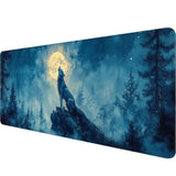 Moon Wolf Gaming Mouse Pad Desk Pad Wolf Howling Nature Wild Animal Woodland Mousepad Xl Large Gaming Mouse Pad Laptop Keyboard Mat Desk Pad Office Home Decor For Women Girl 31.5"X11.8"