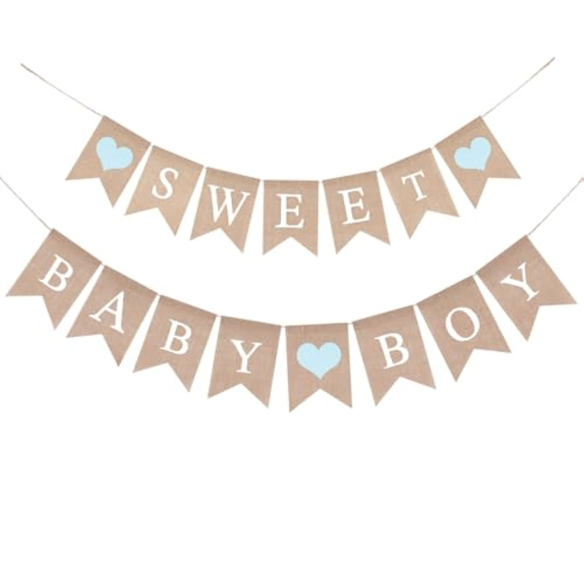Sweet Baby Boy Banner - Rustic Boy Baby Shower Gender Reveal Burlap Banners Decorations With Light Blue Love For Gender Reveal Party Photo Decoration, Pre-Strung Baby Shower Banners