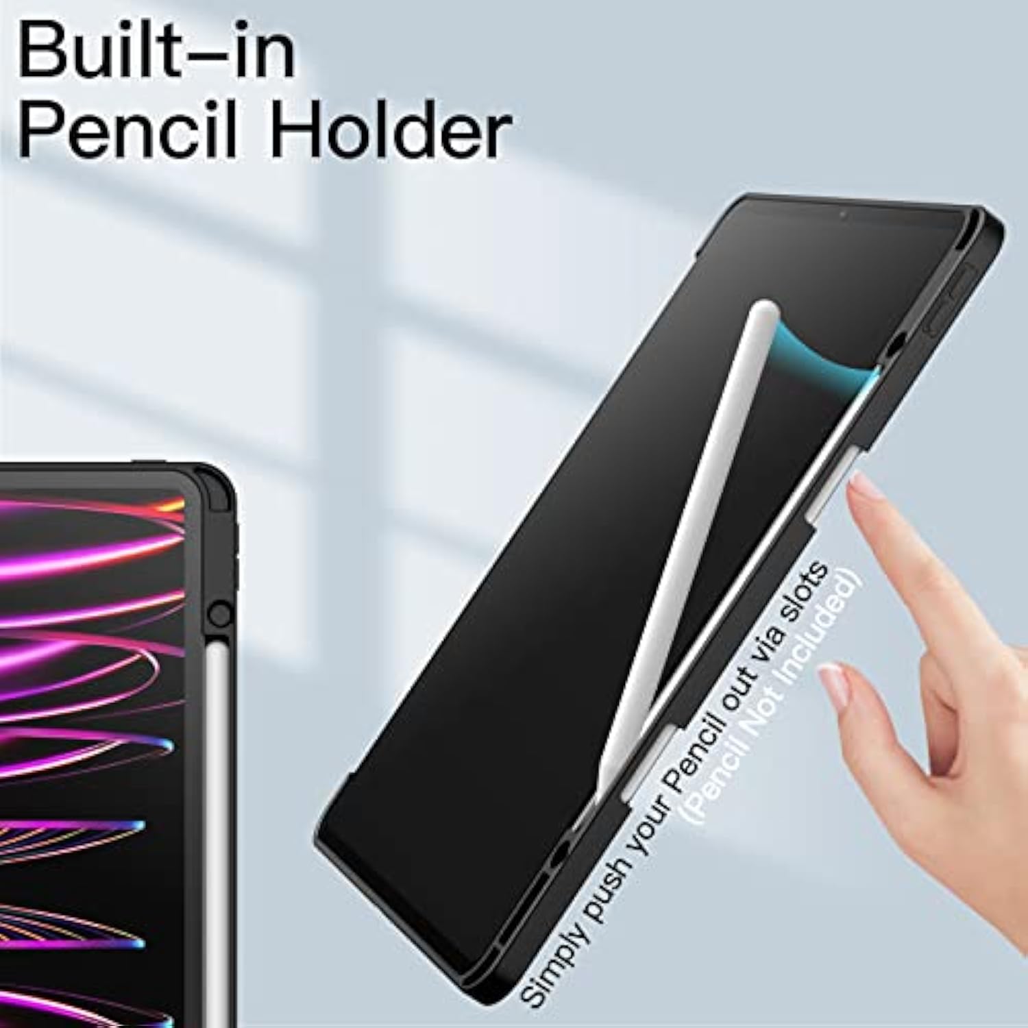 JETech Case for iPad Pro 12.9-Inch (2022/2021/2020/2018) with Pencil Holder, C