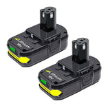 2-Pack 3.5Ah Replacement Batteries for Ryobi 18V One+ Cordless Tools