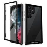 Compatible With Samsung Galaxy S22 Ultra Case, Built In Screen Protector Full Body Shockproof Slim Fit Bumper Protective Phone Cover For Samsung S22 Ultra 5G-Black/Clear