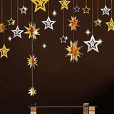 Silver Gold Star Garland Hanging Twinkle Little Star Decorations Glittery Party Supplies For Baby Shower Birthday New Year Eve Graduation Christmas Ramadan Eid Galaxy Theme