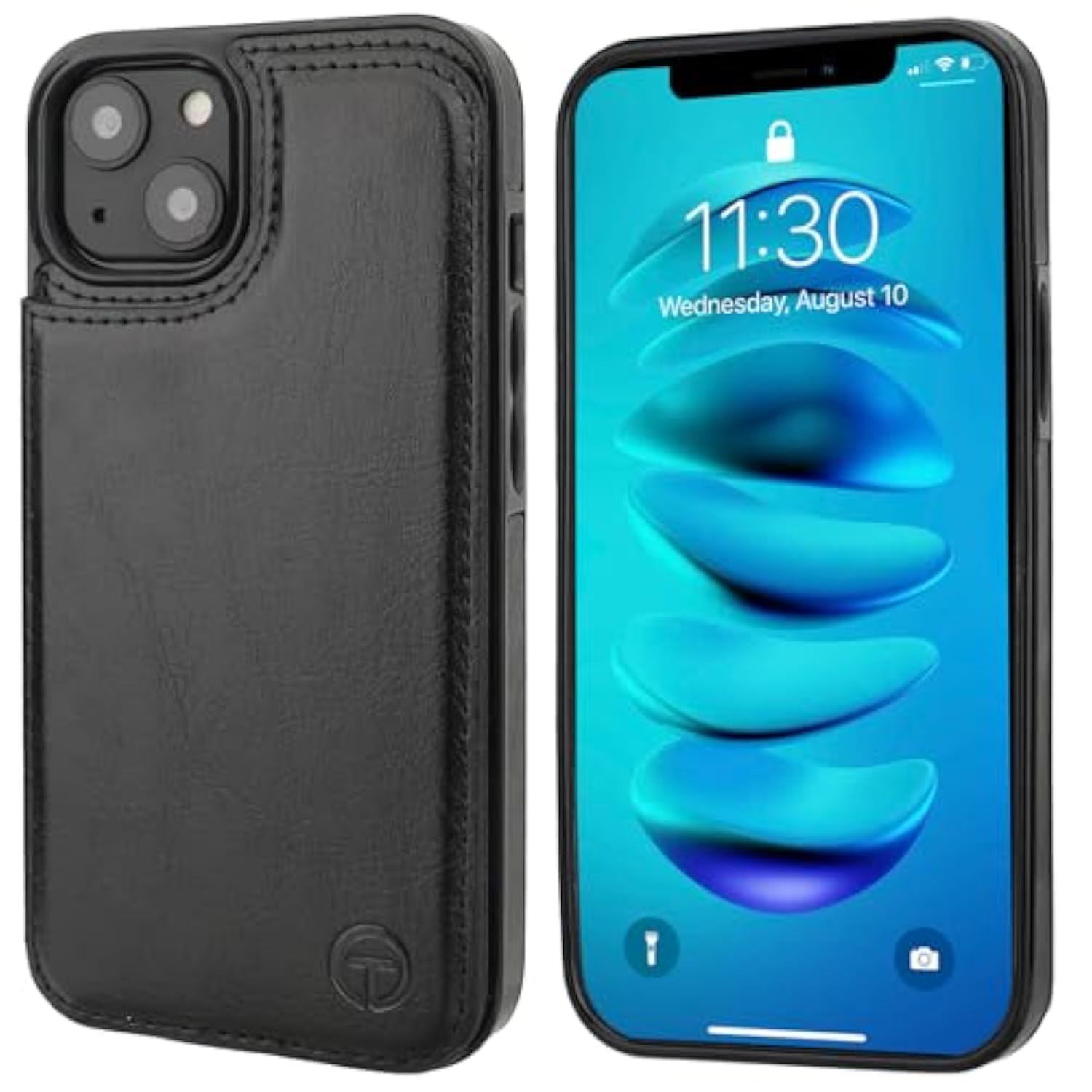 Onetop Compatible With Magsafe For Iphone 14 Wallet Case With Card Holder, Pu Leather Kickstand Rfid Blocking Case, Double Magnetic Clasp And Durable Shockproof Cover 6.1 Inch (Black)