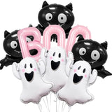 Pink Halloween Balloons: Ghost, Bat & "BOO" Foil Balloon Set