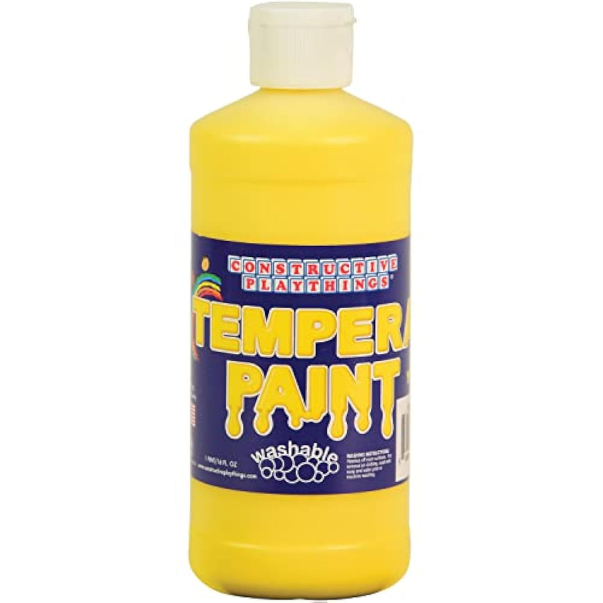 Constructive Playthings Washable Tempera Paint For Kids, Classroom Painting Supplies, 1 Pint, Yellow