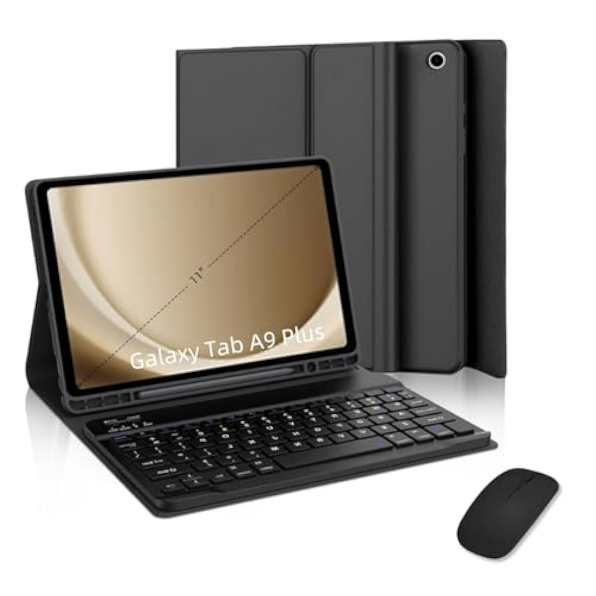 Keyboard Case For Samsung Galaxy Tab A9 Plus/A9 11’’ 2023, Samsung A9 Plus Tablet Case With Pen Slot Detachable Wireless Bluetooth Keyboard With Mouse (Sm-X210/X216/X218) -(Black)