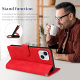 iPhone 15 Wallet Case with RFID Blocking and 4 Card Slots, Red