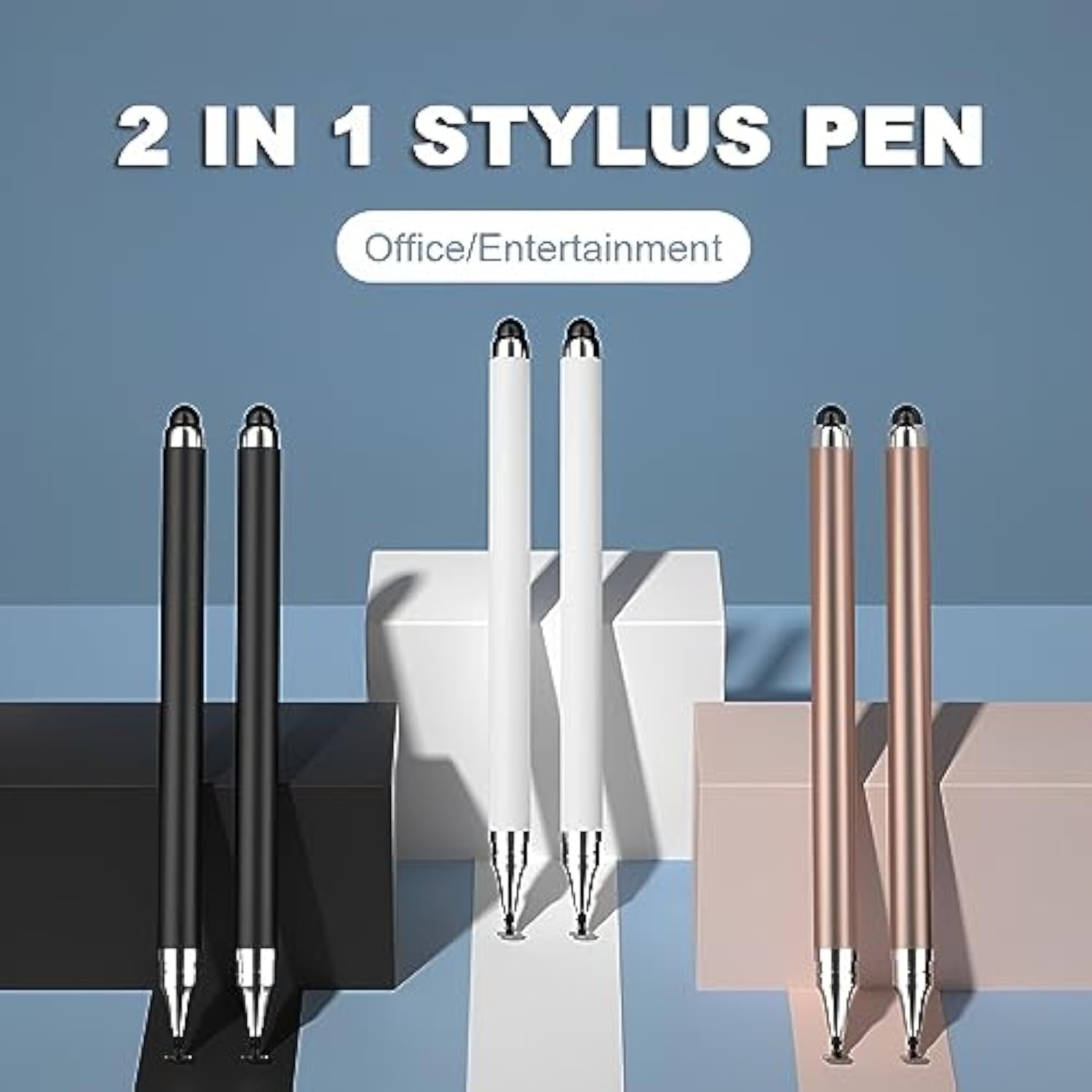 2-in-1 Stylus Pen 3-Pack High Precision Universal for iPad iPhone Android