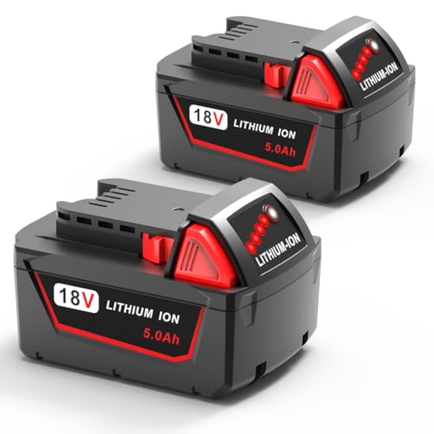 5.0Ah 18V Extended Battery Replacement for Milwaukee M18 Cordless Tools 2-Pack