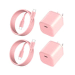 Usb C Charger Type C 20W Fast Speed Wall Adapter, 2 Pack Power Block 4Ft Type C To C Charging Cable Compatible With Samsung Galaxy S22 Note Google Pixel Macbook (2 X Pink Chargers)