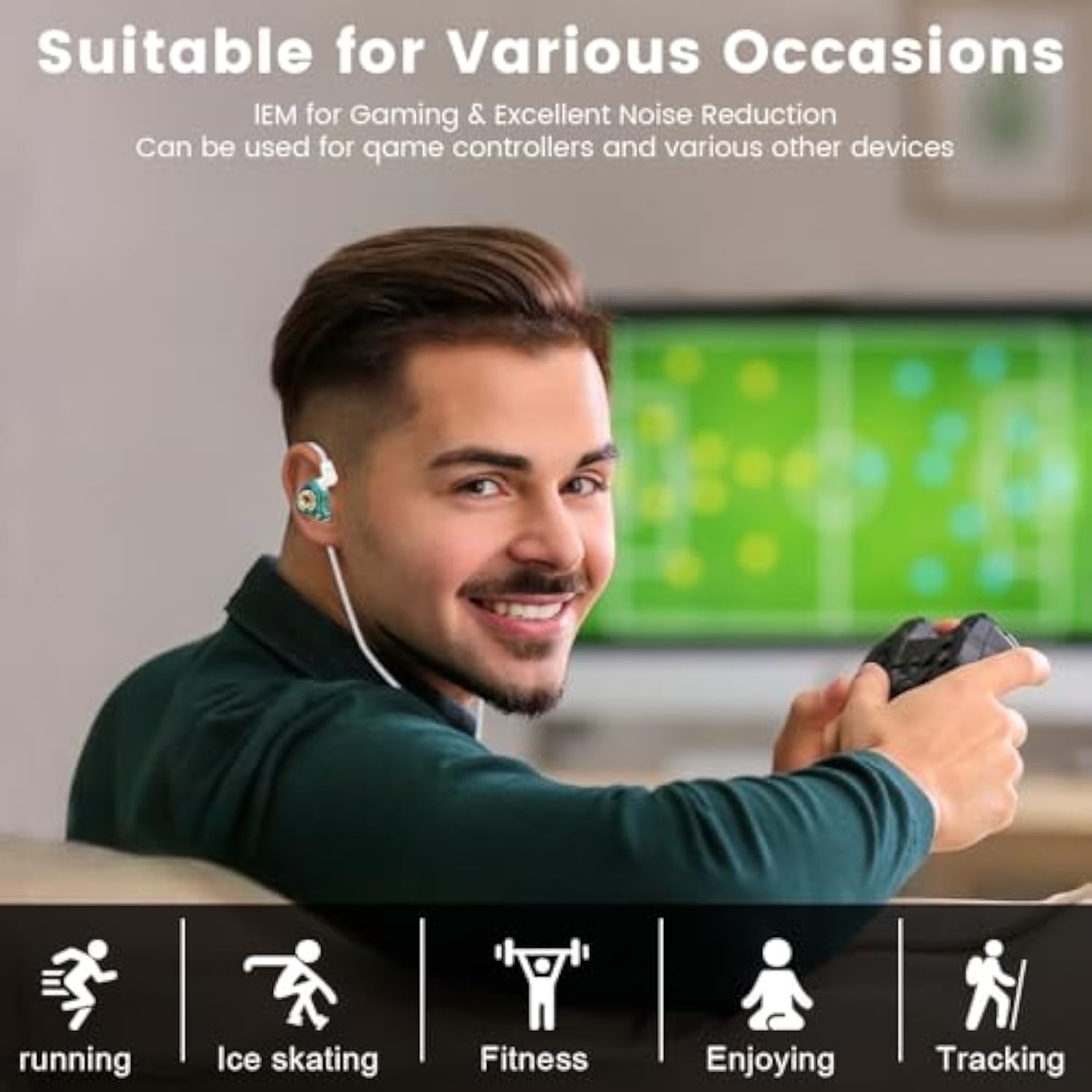 Qkz Ak6 Lucky In Ear Monitor, Hifi Wired Earbuds, Tunable Sound Wired Headphones Gaming Earbuds With 3-Level Adjusting Switch, Detachable Cable For Music Gaming Video Calling (Green)