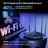 Wifi 6 Router For Home, Ax1500 Dual Band Gigabit Router For Wireless Internet, Long Range Coverage With 5 * 6Dbi High-Gain Antennas, 4 Gigabit Ports, Support Wpa3, Ipv6, Parental Control(Rx2Pro)