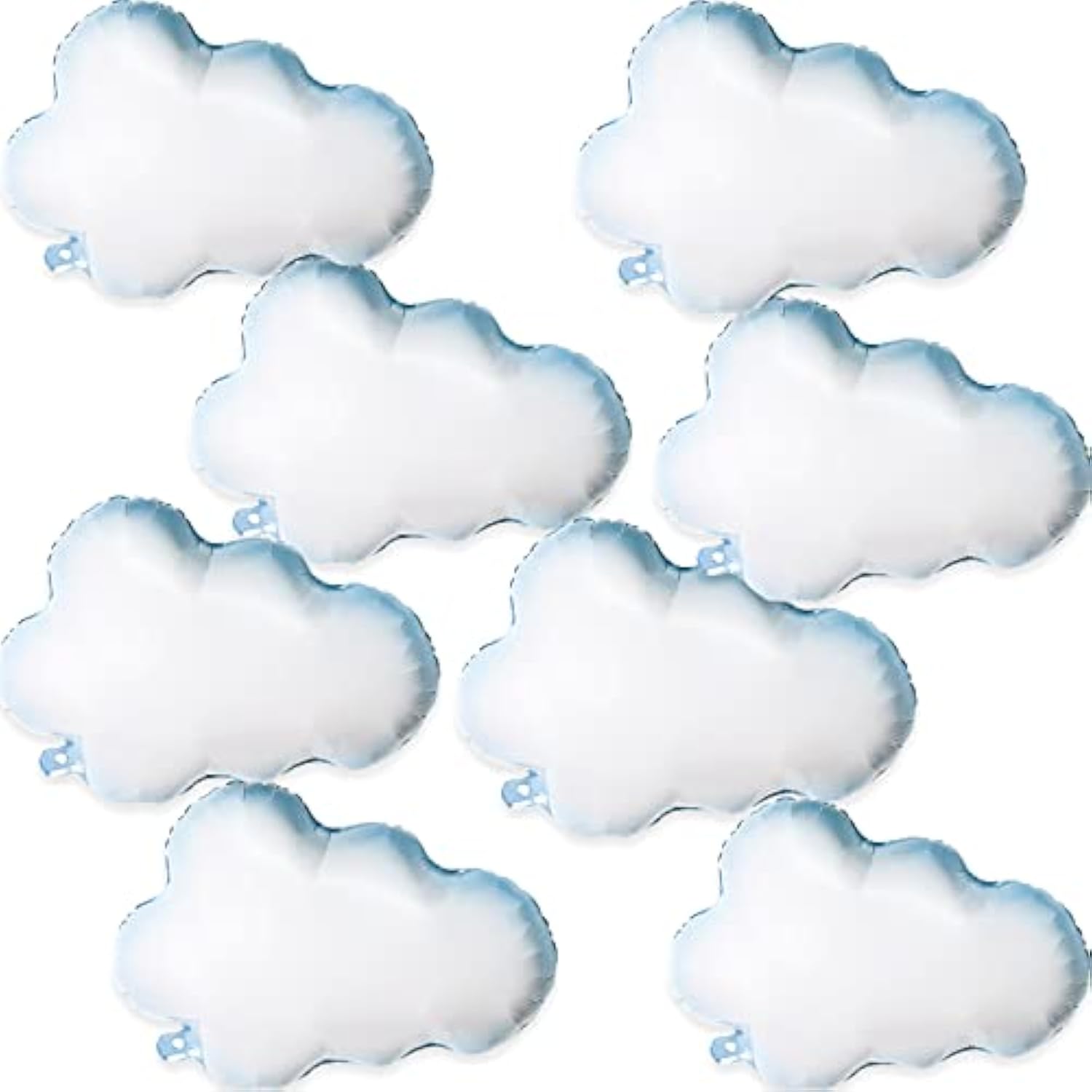 Large Cloud Mylar Balloons - Blue & White Party Decorations - Set of 8