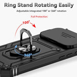 Compatible With Iphone 17 Pro Max Case With Hd Screen Protector & Slide Camera Cover & Rotated Ring Kickstand, [Military-Grade] Iphone Case For Iphone 17 Pro Max,Black