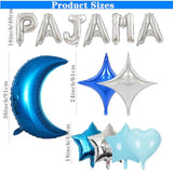 44 Pieces Pajama Party Balloons Blue Moon Star Heart Aluminum Foil Balloons Silver Latex Balloons For Girls Women Boys Slumber Party Sleepover Birthday Party Spa Party Decoration (Blue)