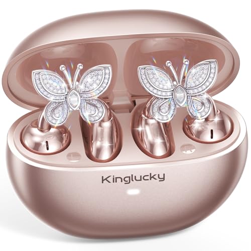 Clip-On Open Ear Earbuds with Detachable Butterfly Earrings, Bluetooth 6.0 Wireless Headphones for Women, 40H Playtime, Comfortable Fit for Small