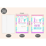 Gymnastics Birthday Invitations, Gymnastics Theme Birthday Party Invitations For Girls Boys Kids, Jump Tumble And Play Fill In Birthday Party Invites, Decorations, 20 Invitations With Envelopes (D04)