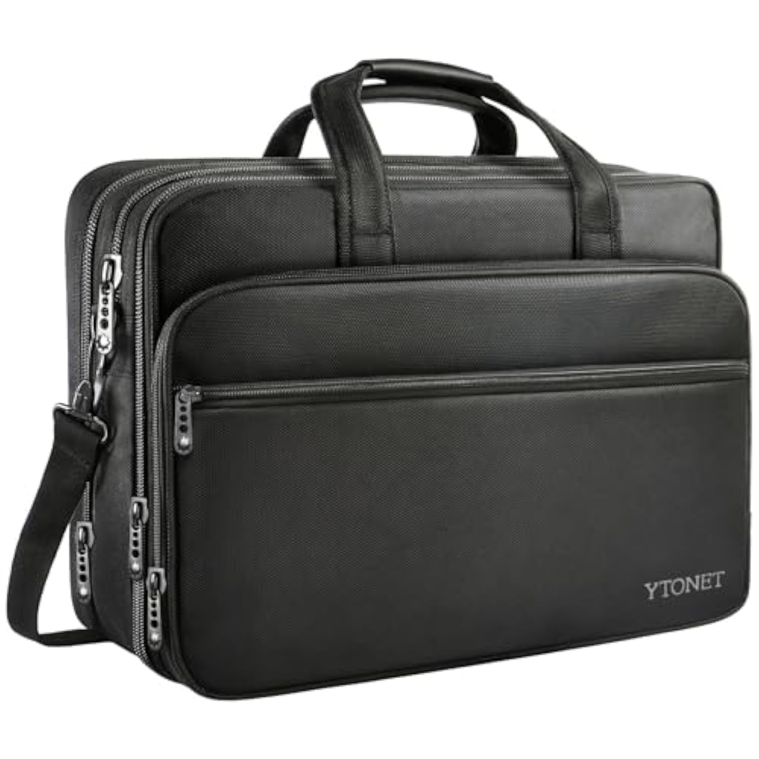 Laptop Briefcases For Men, 17 Inch Expandable Briefcase Computer Bags For Laptop For Men, Water Resistant Multi Compartments Men'S Work Bag With Luggage Strap For Bussiness Travel, Black