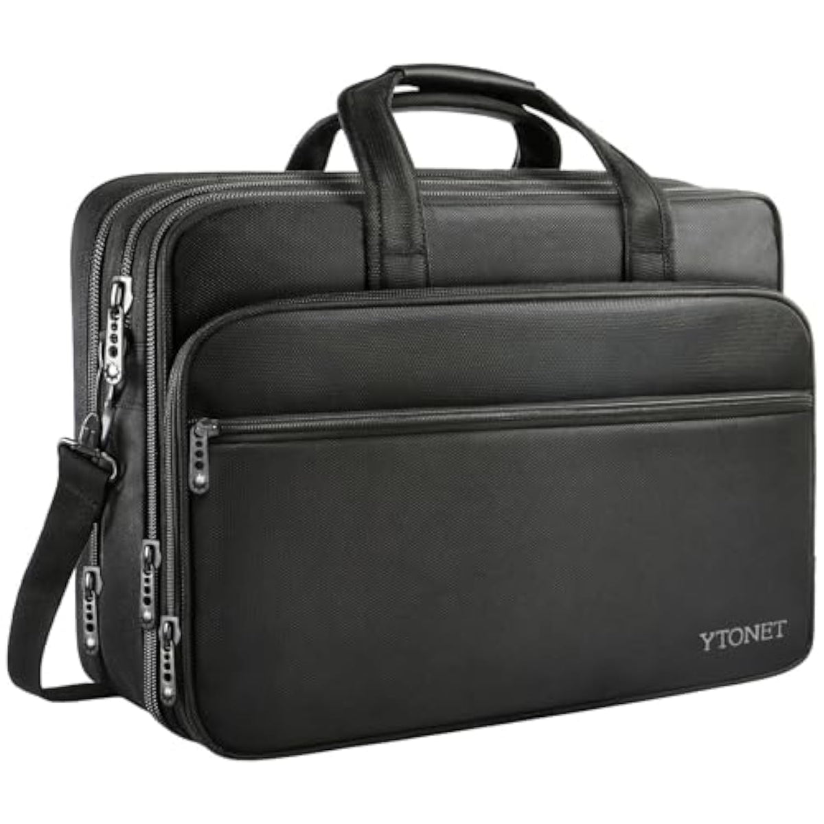 Laptop Briefcases For Men, 17 Inch Expandable Briefcase Computer Bags For Laptop For Men, Water Resistant Multi Compartments Men'S Work Bag With Luggage Strap For Bussiness Travel, Black