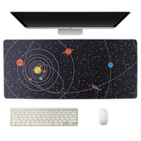 Large Gaming Mouse Pad For Desk Cover,35.43 X 15.75 Inches Large Black Computer Desk Pad Mat For Keyboard And Mouse,3Mm Thick Non-Slip Base Planet Space Mousepad For Desk Accessories