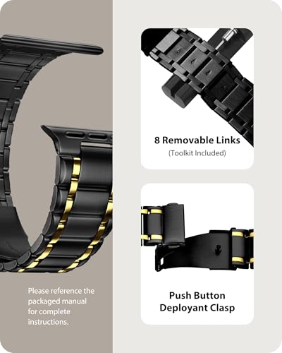 Bands Compatible With Apple Watch Band 45Mm 44Mm 42Mm 46Mm 49Mm 41Mm 40Mm 38Mm,Stainless Steel Iwatch Band With Case For Apple Watch Series 11 10 9 8 7 6 5 4 3 2 1 Se3/2/1 Ultra3/2/1, 42Mm 44Mm 45Mm, Black And Gold