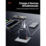 Retractable Usb C Charger Block,40W Pd Fast Charging Blocks With Retractable Type C Cable And Dual Port Travel Charger,Usb Chargers With Foldable Plug For Iphone 16/15,Galaxy,Pixel-Black