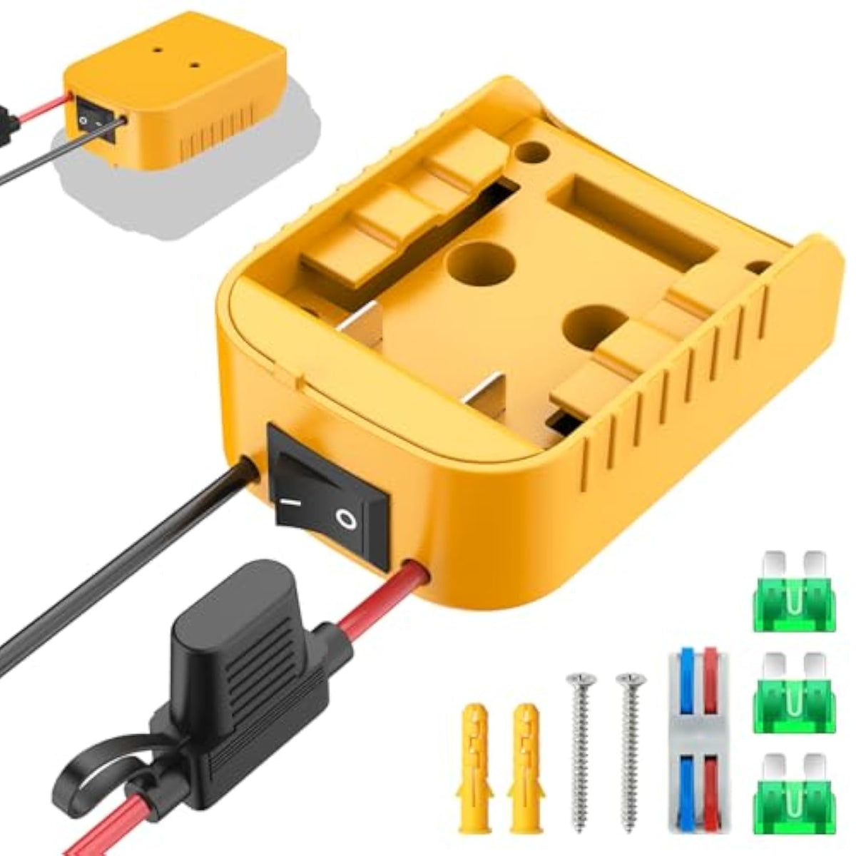 Power Wheels Adapter For Dewalt 20V Battery, Power Wheels Battery Converter Kit With Switch & Fuse & Wire Terminals & 12 Awg Wire For Diy (1-Pack)