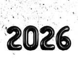 2026 Black 16in Letter Balloons Happy New Year Party Supplies