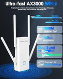 Ax3000 Wifi 6 Extender - Internet Extender Wifi Booster With 5 High-Gain Antennas & Beamforming, Dual Band Whole Home Coverage, Gigabit Port, Repeater/Ap/Router Mode For 256 Devices