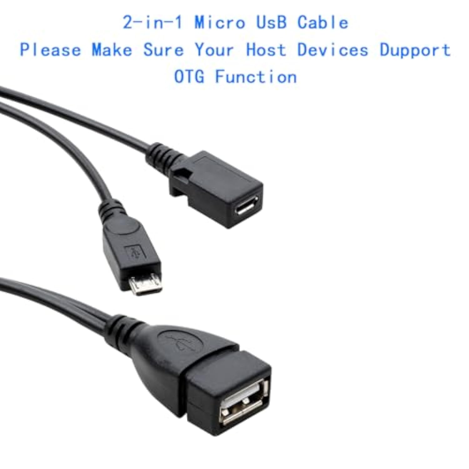 2-In-1 Micro Usb To Usb Adapter (Otg Cable + Power Cable)