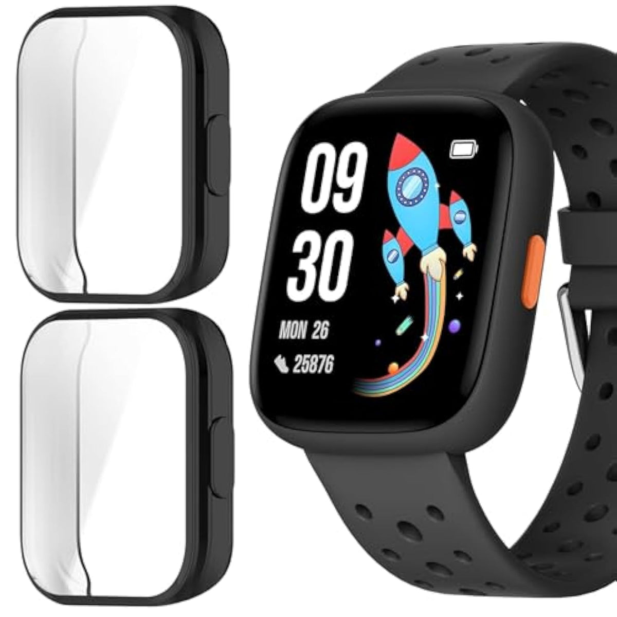 Compatible For Biggerfive Bw02 Smart Watch Case, Tpu Case With Screen Protector Compatible For Biggerfive Bw02 Smart Watch (2 Pack-Black+Black)
