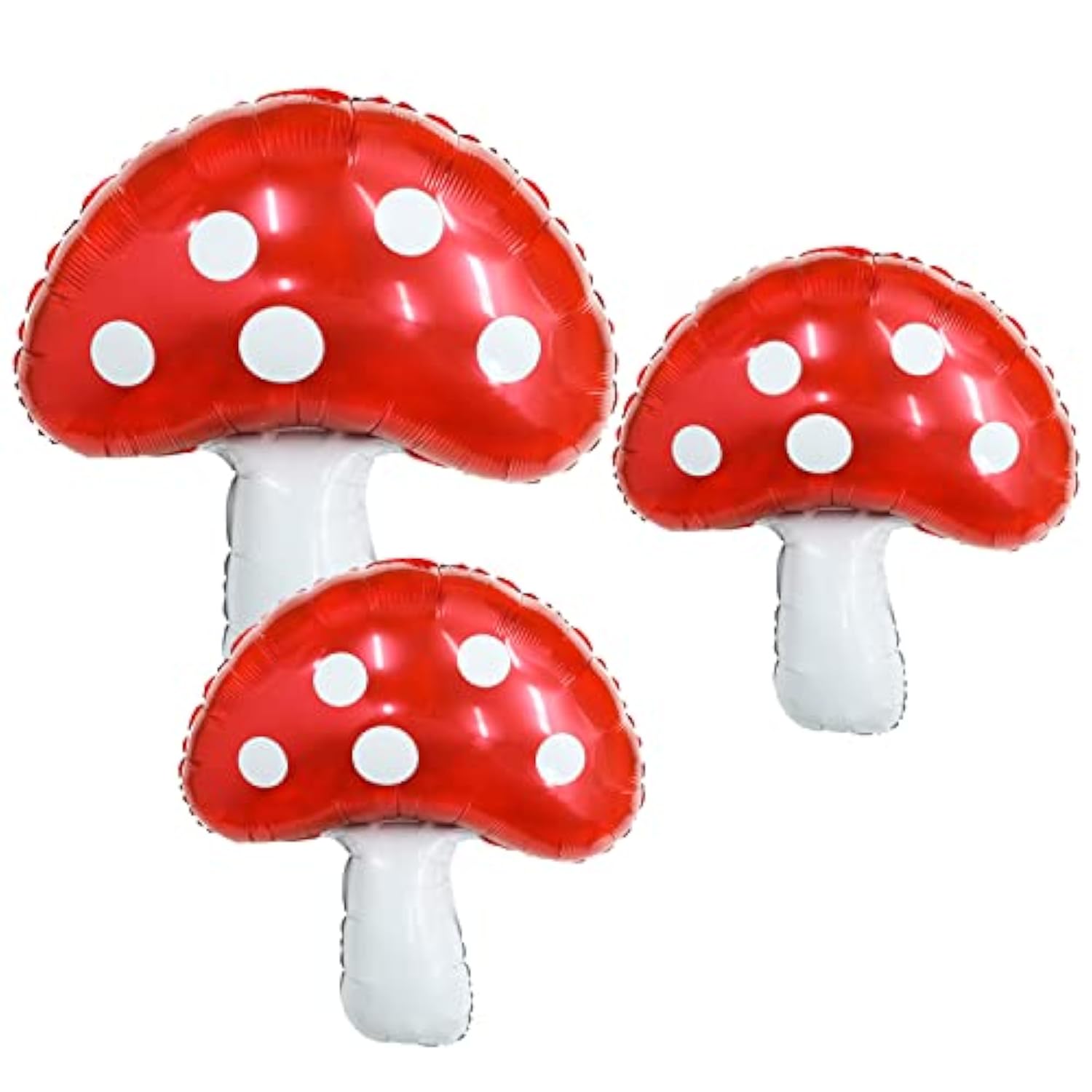 3 Pack 31" Mushroom Foil Balloons Fairy Garden Woodland Birthday Party Decorations