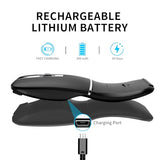 Bluetooth Arc Travel Mouse - Bt & 2.4G Wireless Dual Mode, Rechargeable Slim Rotatable Portable, 3 Adjustable Dpi, Usb Optical Computer Silent Mouse For Microsoft Laptop Pc Tablet - Graphite Black