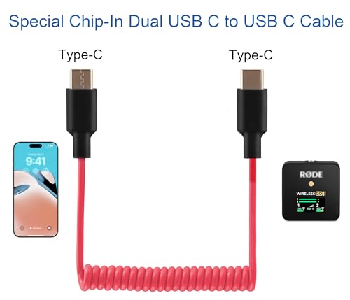 Audio Adapter Cable SC16 SC22 USB C to USB C for Rode Wireless GO II, ME, Pro Coiled Aux Cord Compatible with iPhone 16 15, McBook, PC, Laptop,