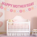 Happy Mother's Day Decorations Banner - NO DIY - Pink Glitter Mothers Day Party Supplies Photo Backdrops