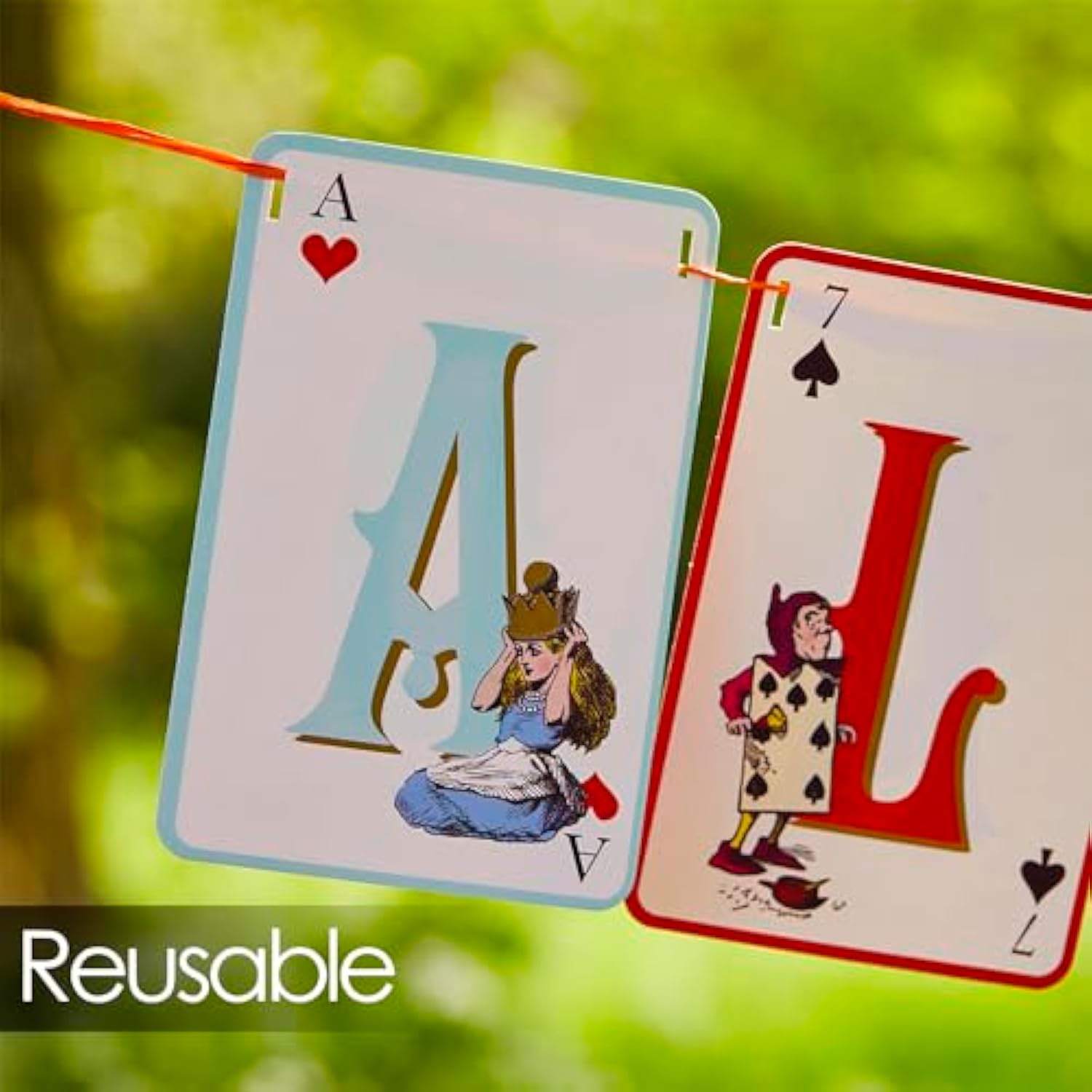 Alice In Wonderland Party Decorations, Reversible Afternoon Tea Mad Hatter Paper Bunting, Double-Sided Garland For Onederland First Birthday Party, Baby Shower | Wedding