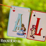 Alice In Wonderland Party Decorations, Reversible Afternoon Tea Mad Hatter Paper Bunting, Double-Sided Garland For Onederland First Birthday Party, Baby Shower | Wedding