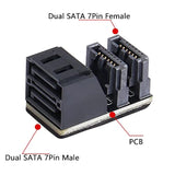90 Degree Duale Sata 7Pin Male To Dual Female Connetcor For Low Profile Mother