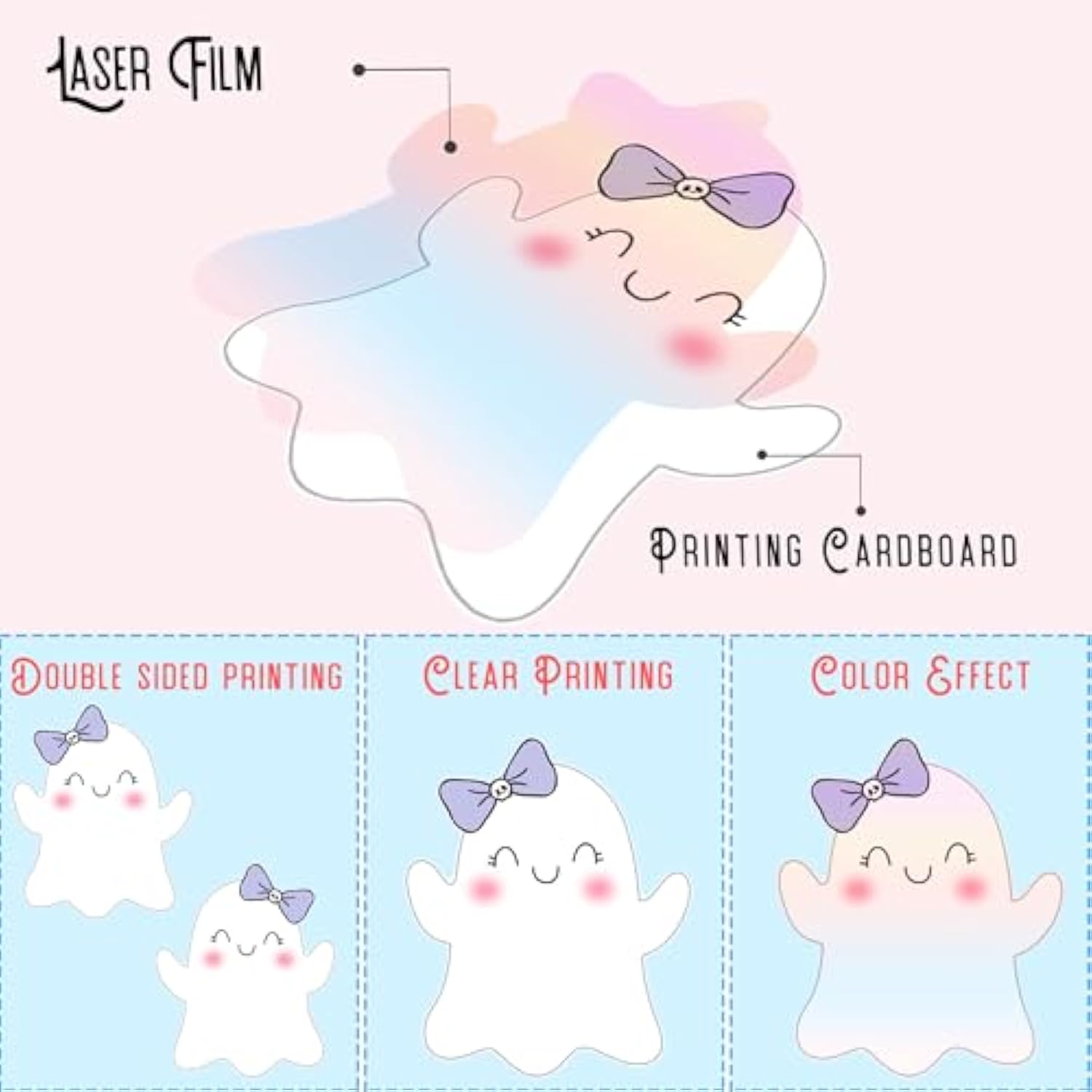 Halloween Ghost Banner 2Pcs Soft Color Double Sided Ghost Party Decorations Kids