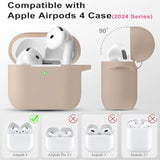 Case Cover For Apple Airpods 4 - Airpods 4 Cases 2024 Cover Women Silicone Ipods 4 Earbuds Wireless Accessorie Charging Cases Girl Bling Keychain For Airpod Ipods 4Th Generation - Milk Tea