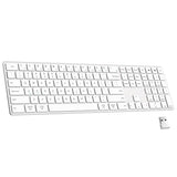 2.4G Wireless Bluetooth Keyboard Rechargeable, Stainless Steel Ultra Slim Full Size Keyboard With Numeric Keypad Low Profile Silent Cordless Keyboards For Computer/Mac/Windows