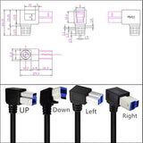 Usb 3.0 Printer Cable, Usb 3.0 Type A Male To Type B Male Plug 90 Degree High