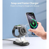 3 In 1 Magnetic Wireless Charging Station For Apple Devices, Fast Foldable Travel Mag-Safe Charger Stand With Night Light For Iphone 16 15 14 13 12 Series, Apple Watch/Airpods Pro