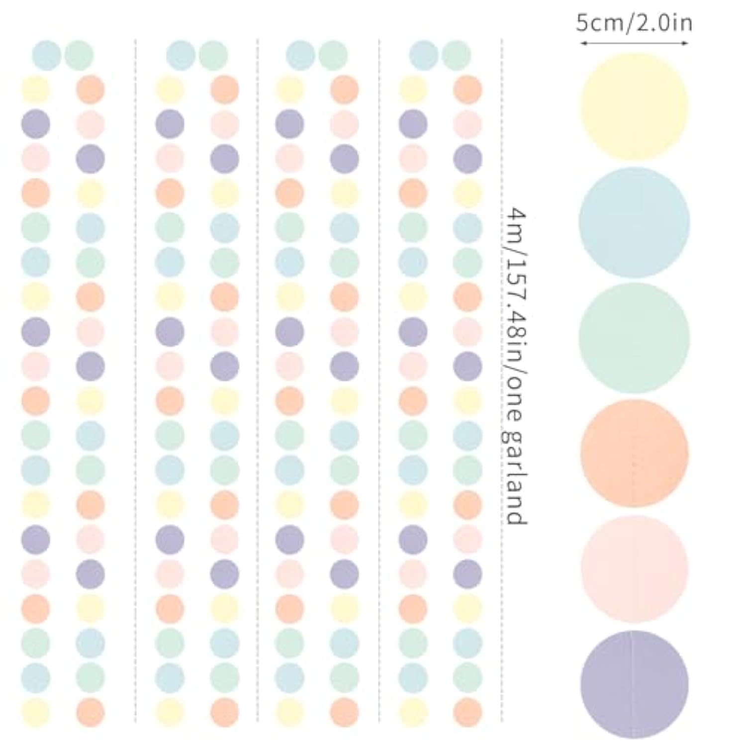 Pastel Rainbow Birthday Party-Decorations Streamers - 52Ft Yellow Blue Mint Pink Purple Hanging Paper Garland Banner,Birthday Baby Bridal Shower Bachelorette Engagement Supplies Backdrop Decor