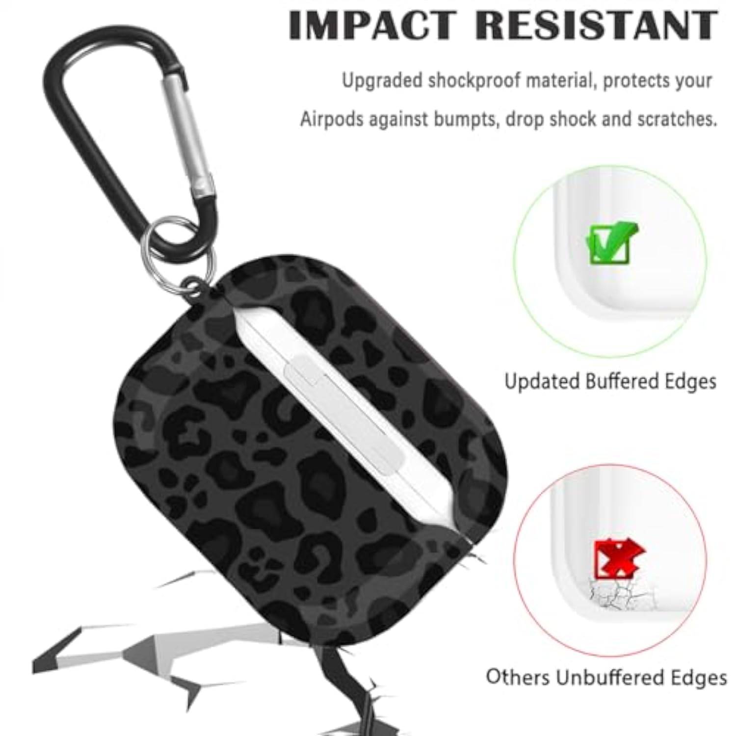 For Airpods 3Rd Gen Case Leopard Women, Cute Cheetah Print Airpod 3Rd Generation Shockproof Protective Cover Skin Shell Girls With Keychain For Apple Ipod Gen 3Rd Case - Black/Grey Leopard
