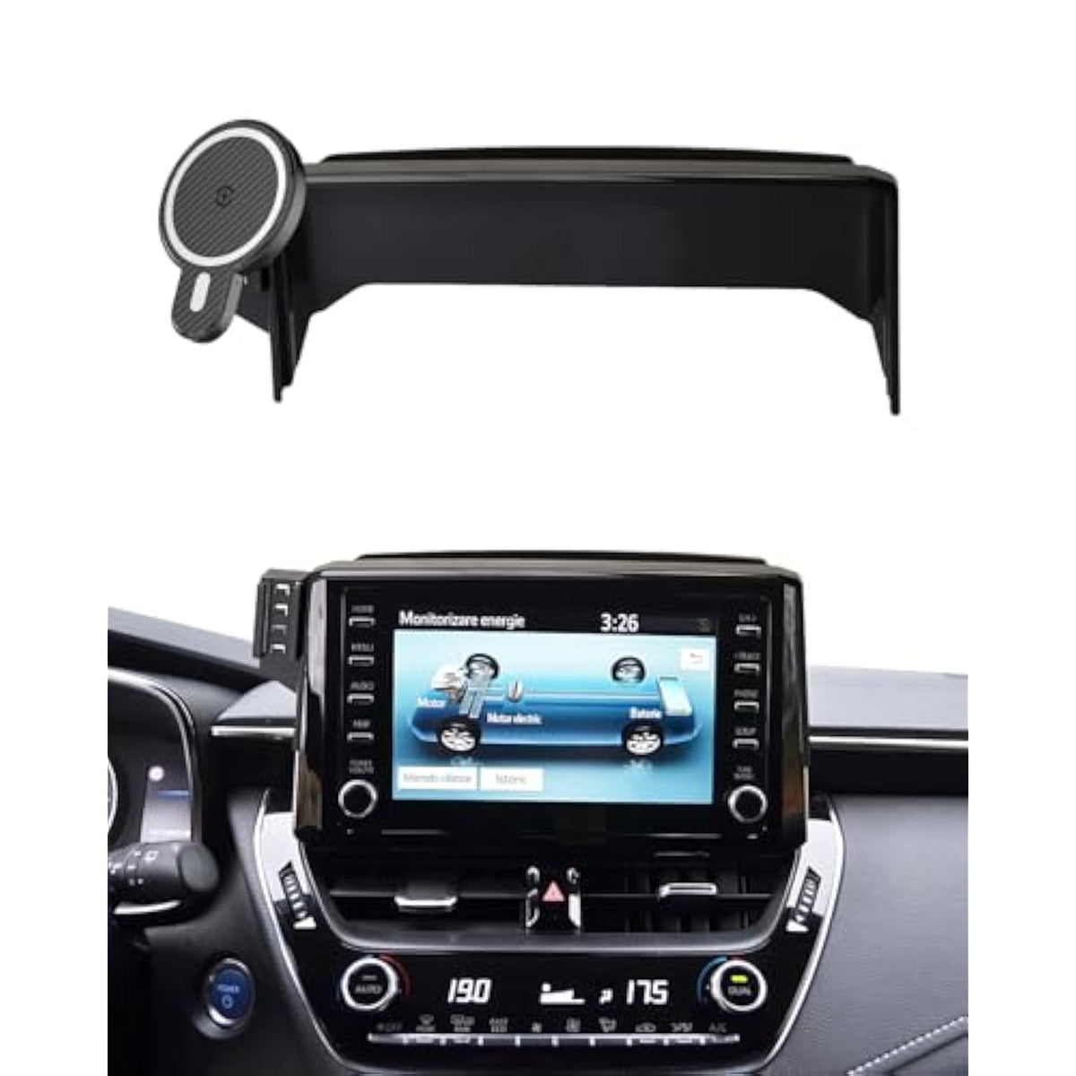 Car Phone Mount For Toyota Corolla 2019 2020 2021-2024 2025/Corolla Cross 2022 2023 2024 2025 Accessories 8-Inch Screen Magnetic 15W Fast Wireless Charger Cell Phone Holder Not Affect Air Vent