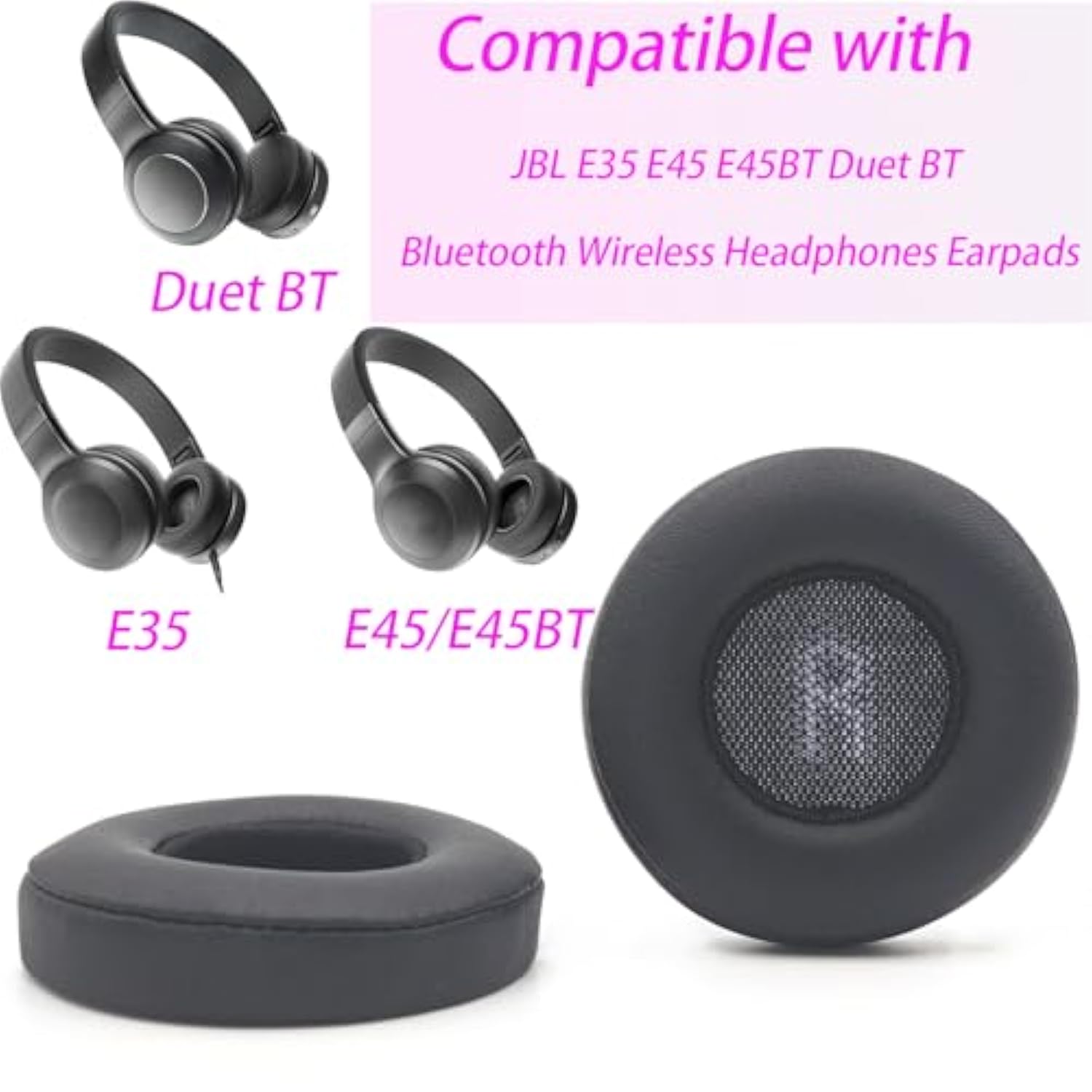 E45Bt Replacement Earpads,Compatible With Jbl E35 E45 E45Bt Duet Bt Headphones,Memory Foam Cushions With Protein Leather,Noise Isolating Comfort Ear Pads For Wireless Bluetooth Headsets (Black)