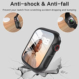 [ 2 Pack ] Case Compatible For Apple Watch Series 8 Series 7 45Mm With Screen Protector, Hard Pc Full Cover Tempered Glass Protector For Apple Watch Series 8 Series 7 Accessories, Black