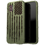 Nakedcellphone Case for Galaxy XCover 7 Pro, Rugged Shield Protective Cover for Samsung XCover7 Pro Phone (2025, SM-G766) - Army Green Rugged USA Flag